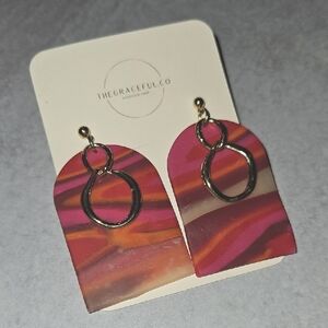 Handmade Polymer Clay Multicolor Arch Earrings